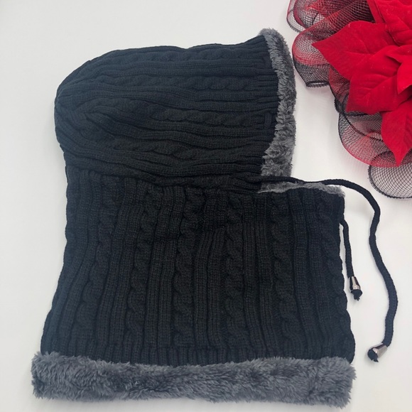 New Winter Unisex Knitted Hoodies Scarf with fur - Picture 7 of 12